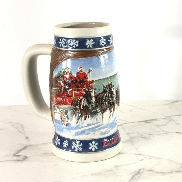 Budweiser Holiday Clydesdale's 1995 Beer Stein - Picture 7 of 9